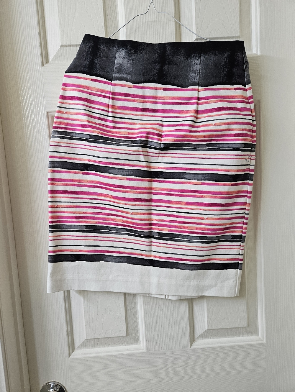 Worthington Pink and Black Striped Pencil Skirt Size 6